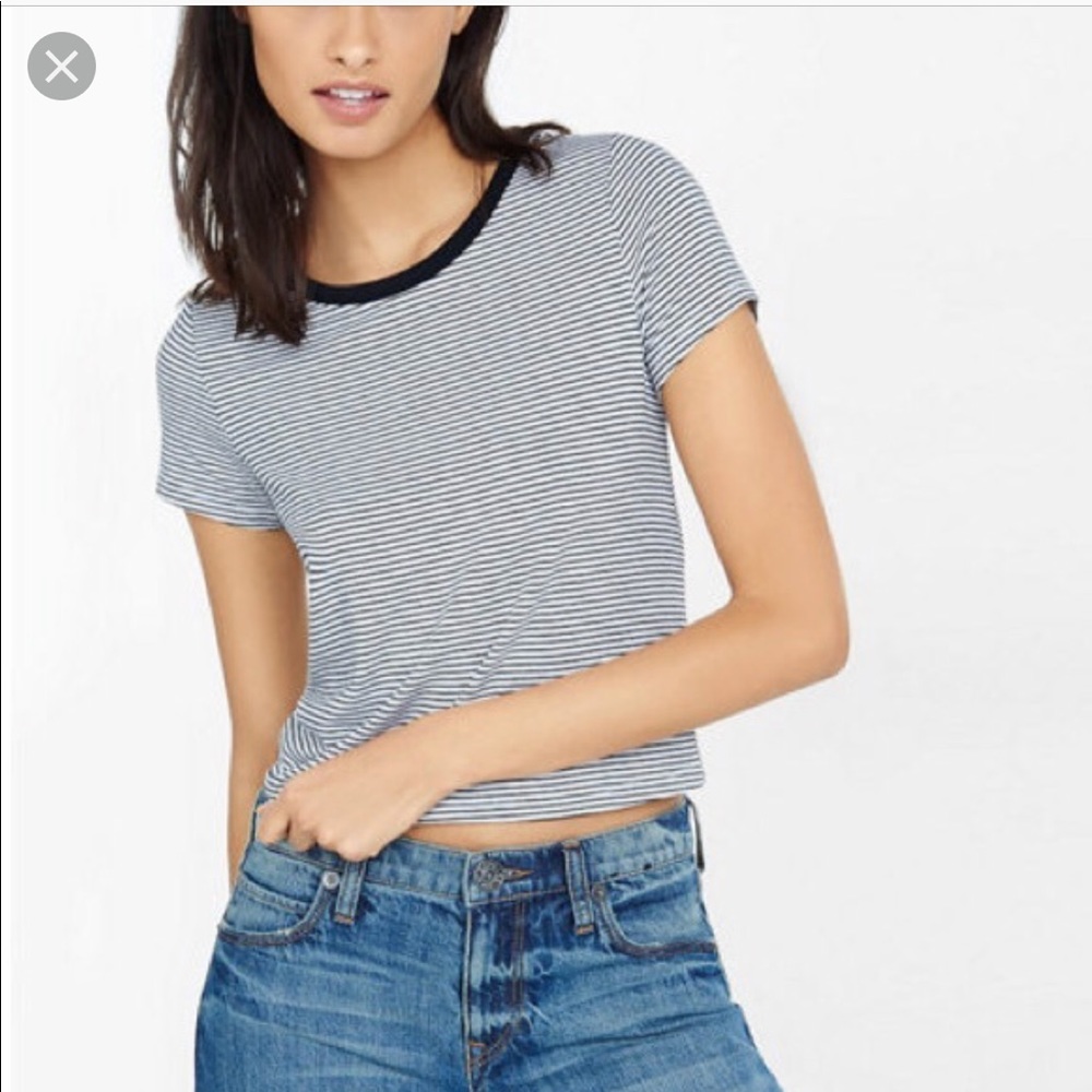 Express One Eleven Stripe Crop Top
